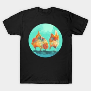 The Three Hens, Chicken Illustration T-Shirt